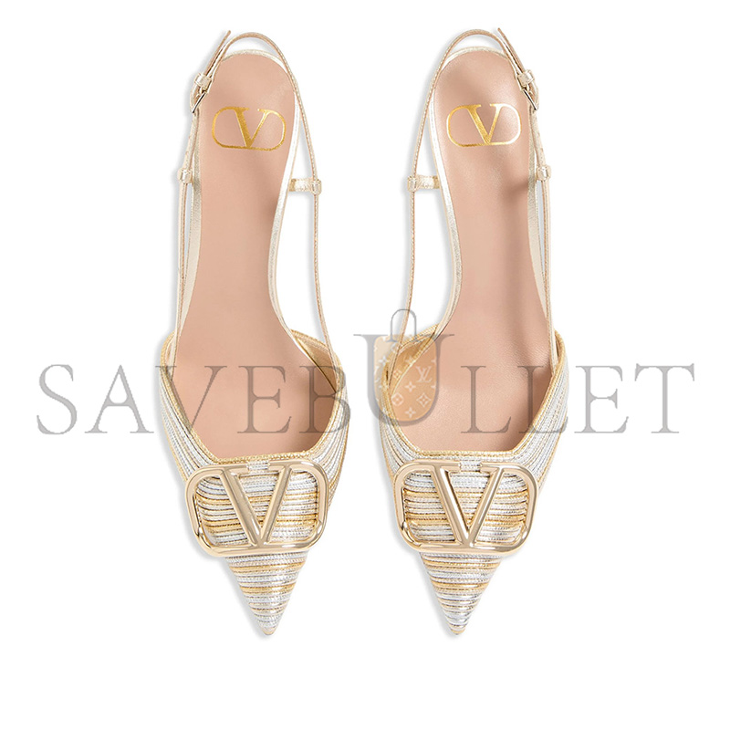 VALENTINO GARAVANI VLOGO TWO-TONE METALLIC SLINGBACK PUMPS